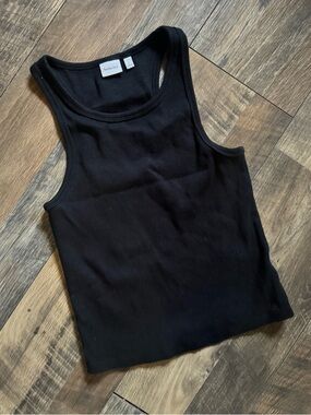 Aritzia Sunday Best Black Ribbed Scoop Neck Tank